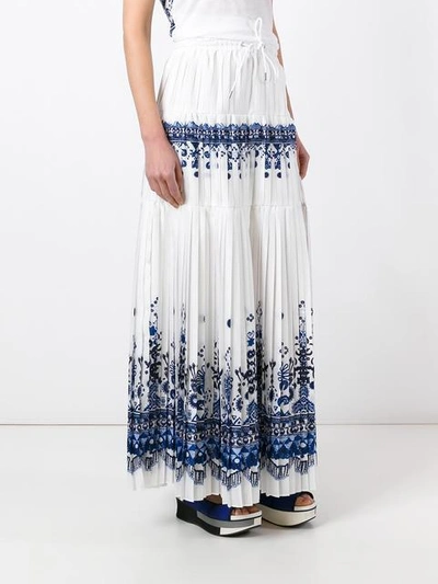 Shop Sacai Tribal Lace Maxi Skirt In White