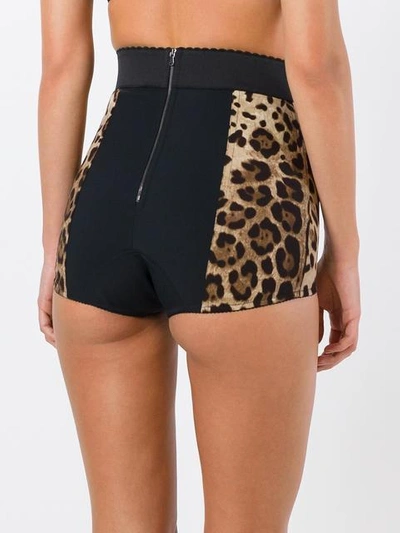 Dolce & Gabbana Brown Printed Stretch Silk Shorts In Brown