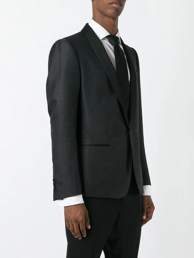 Shop Dolce & Gabbana Micro Dotted Tuxedo Jacket In Black