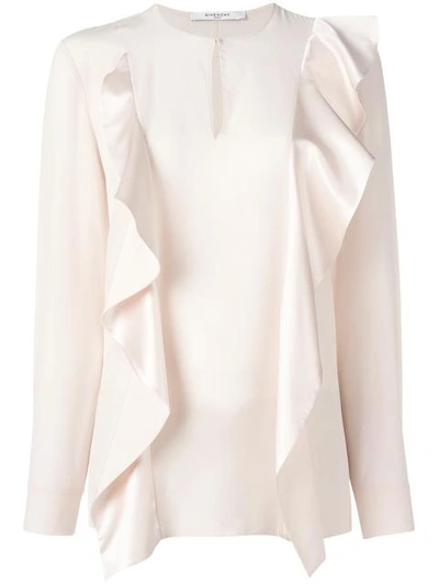 Givenchy Ruffle-detail Silk Crepe De Chine Blouse In Skin