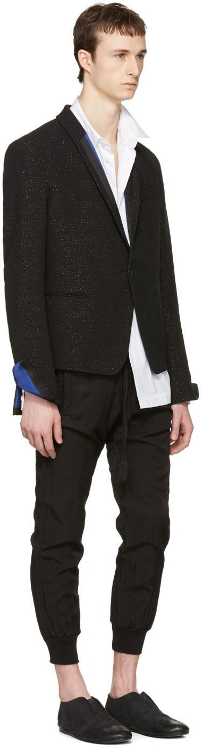 Shop Haider Ackermann Black Metallic Striped Lapel Blazer