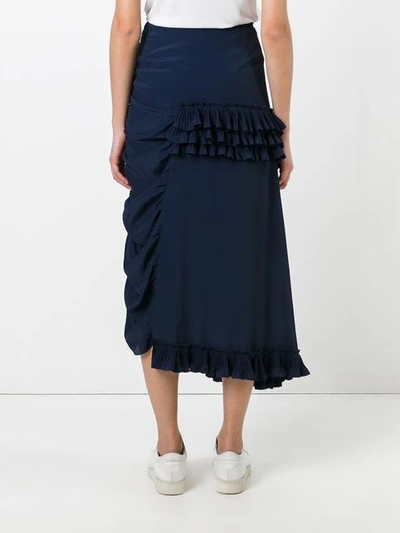 Shop Marni Ruffled Gathered Skirt In Blue
