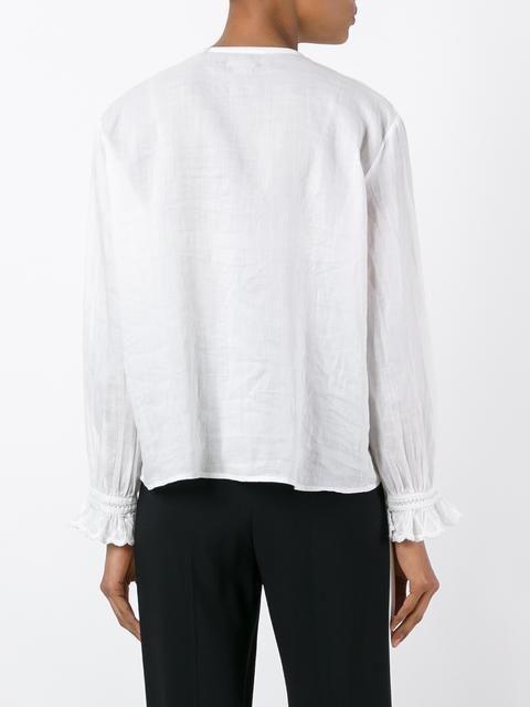 Isabel Marant Amos Collarless Ruffle-trimmed Blouse In White | ModeSens