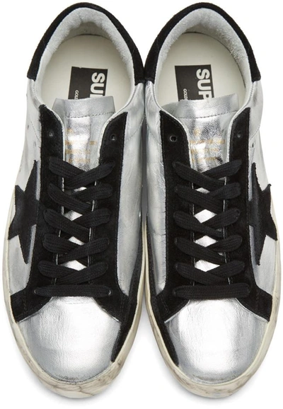 Shop Golden Goose Silver & Black Superstar Sneakers