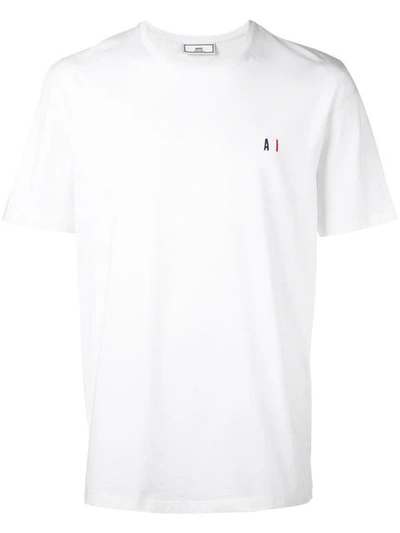 Ami Alexandre Mattiussi Logo-embroidered Crew Neck T-shirt In White