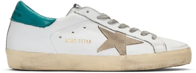 Golden Goose White Petroleum Superstar Low Sneakers In White/green
