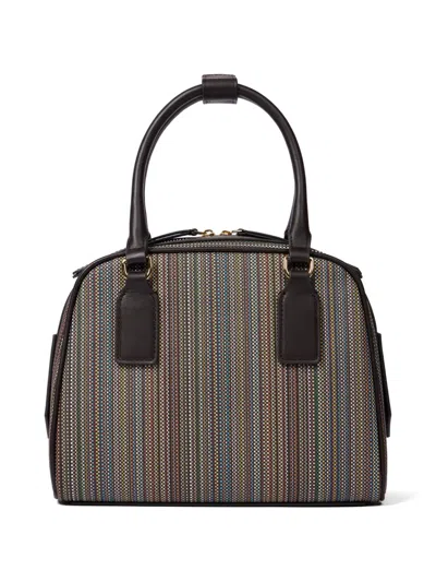 Paul Smith Striped Top Handle Satchel In Brown
