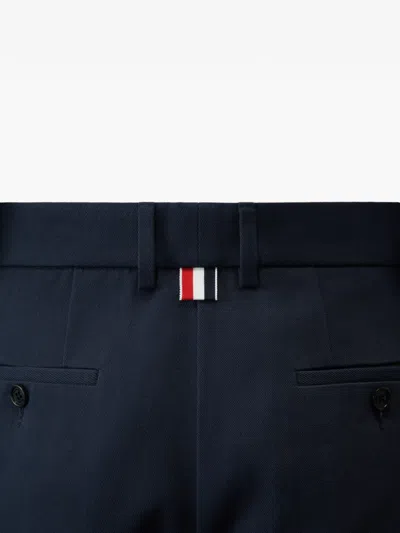 Thom Browne Flat-front Cropped Trousers In Blue