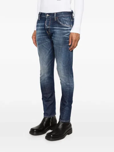 Dsquared2 Logo-patch Belt-loop Jeans In Blue