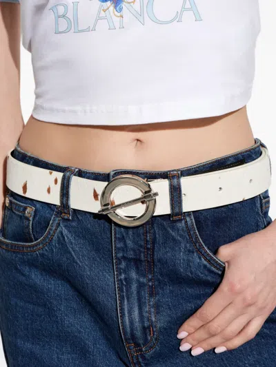 Samsoe & Samsoe Circle-buckle Dotted Belt In Neutral