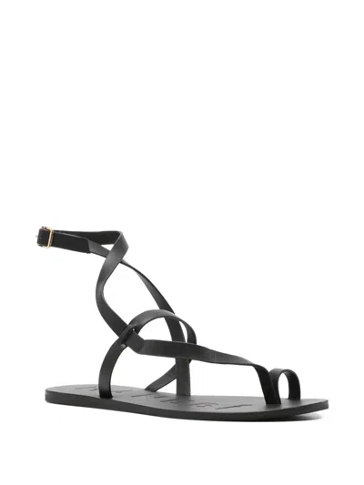 Manebi Strap Flat Sandals In Black