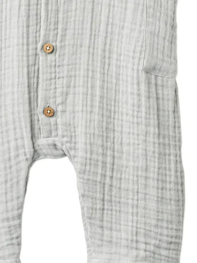 Wheat Button-up Romper In Gray