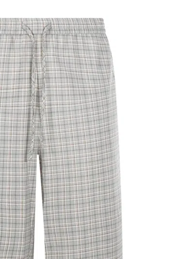 Dunst Drawstring Check Trousers In Gray