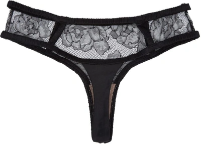 Shop Fleur Du Mal Black Rose Lace Thong