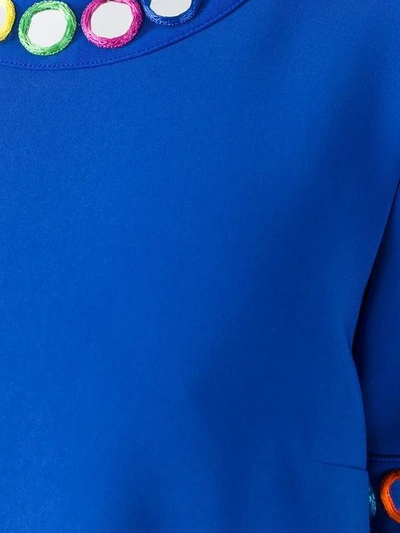 Shop Moschino Embellished Shortsleeved Blouse - Blue