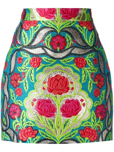 Shop Gucci Floral Brocade Mini Skirt