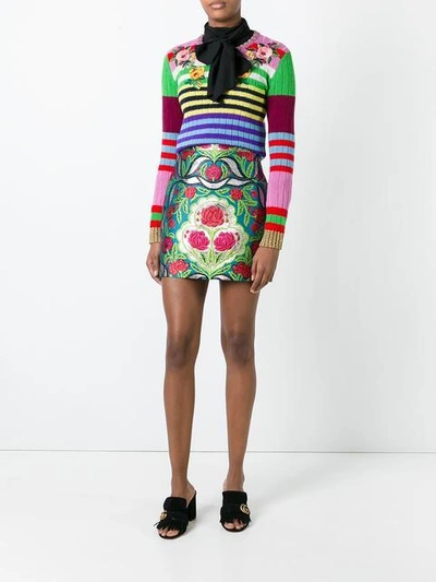 Shop Gucci Floral Brocade Mini Skirt