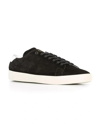 Shop Saint Laurent Black Suede Sl/06 Court Classic Sneakers In 1294 Black/white