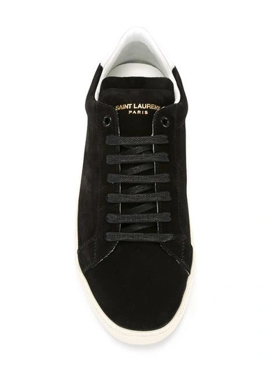 Shop Saint Laurent Black Suede Sl/06 Court Classic Sneakers In 1294 Black/white