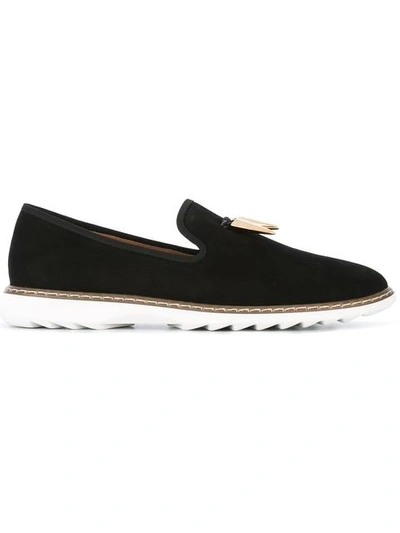 Giuseppe Zanotti Stew Shark-tooth Brushed-leather Loafers In Nero