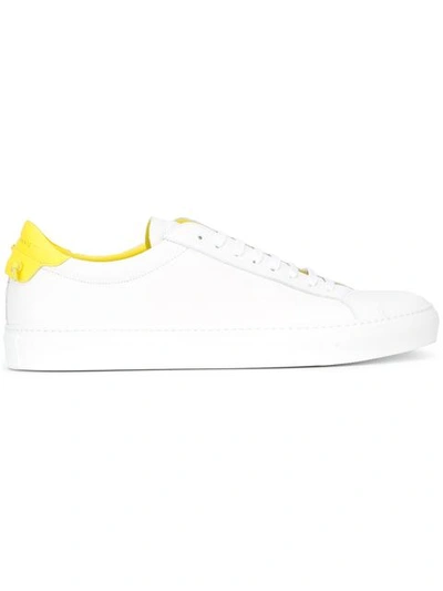 Givenchy Urban Street Low Top Leather Sneakers In White & Yellow