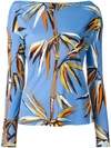 EMILIO PUCCI leaves print boatneck T-shirt,DRYCLEANONLY