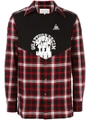 Maison Margiela Check Plaid Jersey Panel Herringbone Shirt In Multicolour