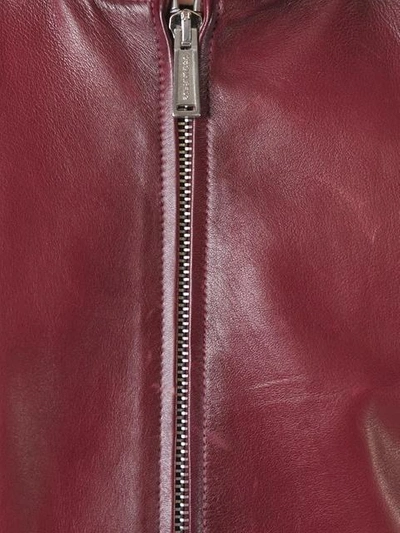 Shop Dsquared2 Contrasted Leather Bomber Jacket In Red