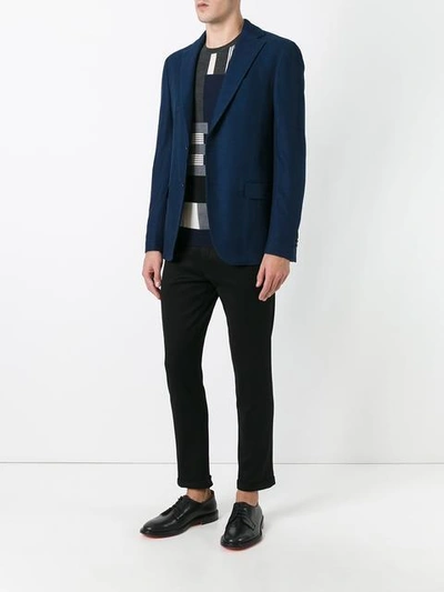 Shop Ferragamo Salvatore  Basket Weave Sport Jacket - Blue