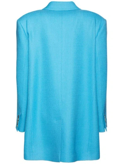 Giuseppe Di Morabito Textured Wool Oversize Blazer In Blue