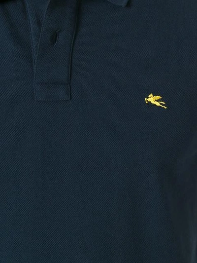 Shop Etro Logo Embroidery Polo Shirt - Blue