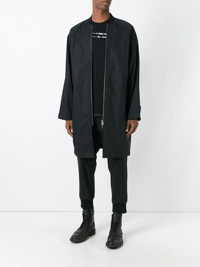 Shop Ann Demeulemeester Grise Bomber Style Mid Raincoat - Black