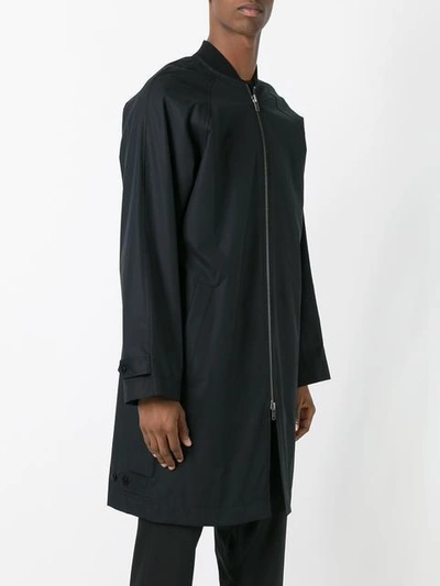 Shop Ann Demeulemeester Grise Bomber Style Mid Raincoat - Black