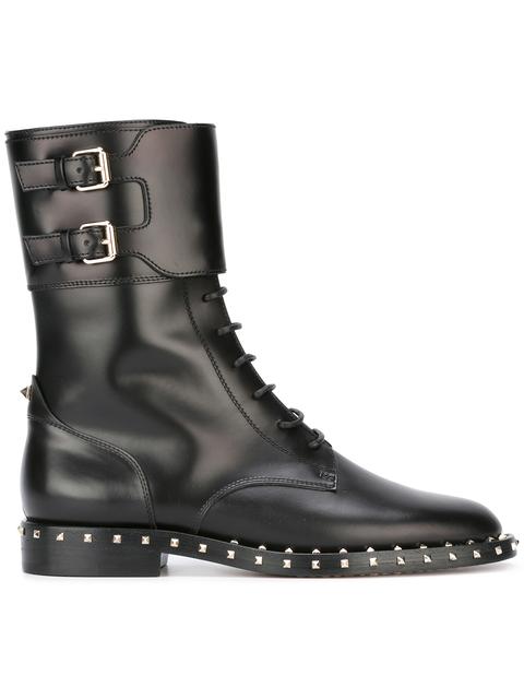 valentino garavani soul rockstud leather combat boots