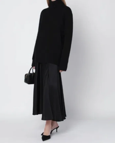 Anine Bing Christina Silk-blend Satin Midi Skirt In Black