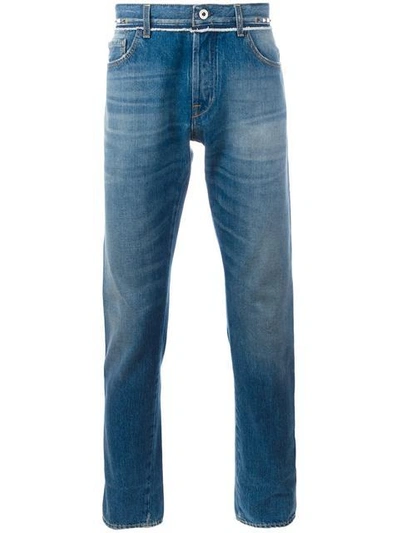 Shop Valentino Rockstud Untitled Slim-fit Jeans In Blue