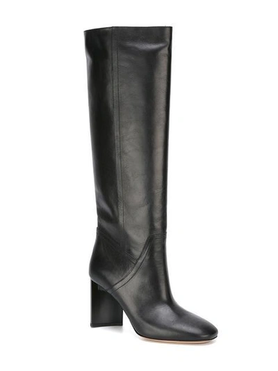 Shop Maison Margiela Brushed Effect Knee High Boots - Black