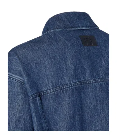 Fendi Logo-patch Denim Jacket In Blue