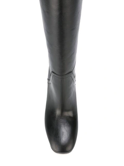 Shop Maison Margiela Brushed Effect Knee High Boots - Black