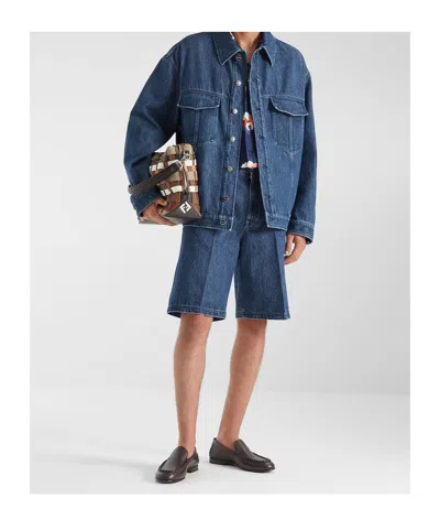 Fendi Logo-patch Denim Jacket In Blue