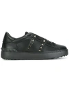 Valentino Rockstud Untitled Noir Leather Sneakers In Black