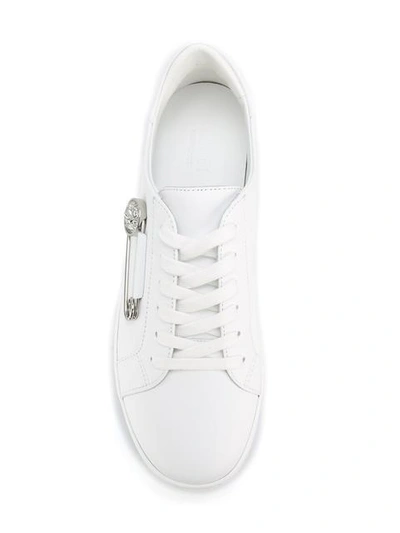 Shop Versus Safety Pin Detail Sneakers - White