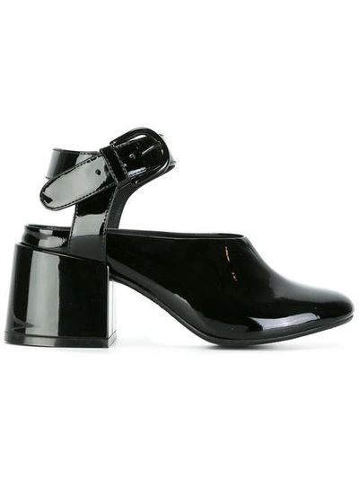 Shop Mm6 Maison Margiela Block Heel Mules - Black