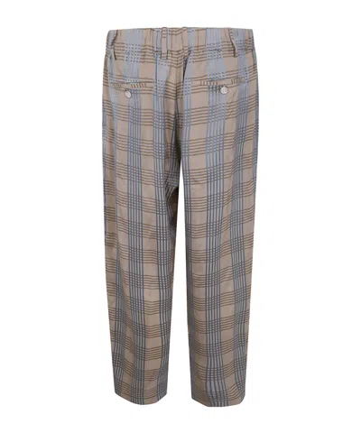 Uma Wang Plaid Drawstring Trousers In Gray