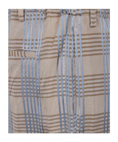 Uma Wang Plaid Drawstring Trousers In Gray