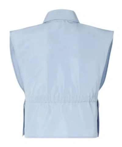 Fendi Top Light Blue Faille Top In Blue