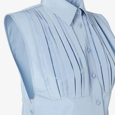 Fendi Top Light Blue Faille Top In Blue