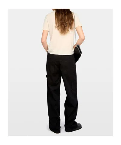 Zadig & Voltaire Idal Aero Heart Crystal Embellished Short Sleeve Cashmere Graphic Sweater In White