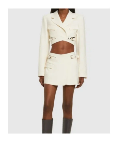 Dion Lee Compact Wool Blend Interlock Mini Skirt In White