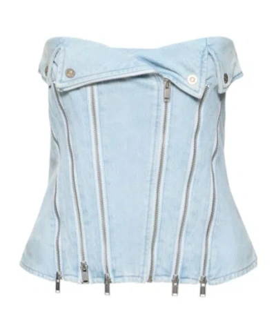 Dion Lee Zippered Denim Bustier In Blue